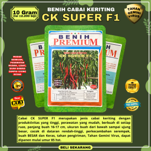 [ORIGINAL] Bibit Benih Cabai Keriting Tahan Virus CK SUPER F1 10 gram (±2.200 biji) Benih Premium | Umur Genjah Perawatan Mudah Produktifitas Tinggi Kecambah Serempak Mudah Berbuah Berbuah Lebat