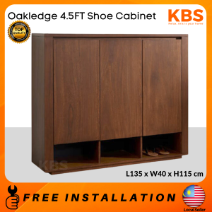 (FREE Installation+Shipping) KBS Oakledge 4.5FT Shoe Cabinet / Solid Wood / 3 Doors / minimalist / mid-century modern /  Large Storage / L135 x W40 x H115 cm