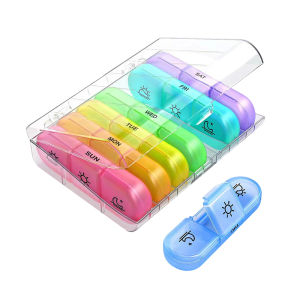 Weekly Pill Box 21 Grids 7 Days 3 Times a Day Portable Medicine Box for Dietary Vitamins Tablet Capsule Storage Container 药盒