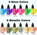 Airbrush Paint Set - 30 Colors Ready to Spray Airbrush Kit with 2 Cleaning Brush, Water Based Acrylic Air Brush Paint for Metal, Plastic Models, Artists - 0.7fl oz. 