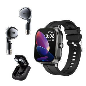 2 in 1 Smart Watch With Headset Smart Watch Bluetooth Headset Sports Smartwatch Wireless Earphone Waterpoof Smartwatch Heart Rate Music Weather Headphone NFC Men Watch