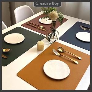 [Creative] Double-layer Leather Table Mat Nordic Heat-proof Placemat Insulation Waterproof Oil-proof Table Mats For Home Hotel Decoration