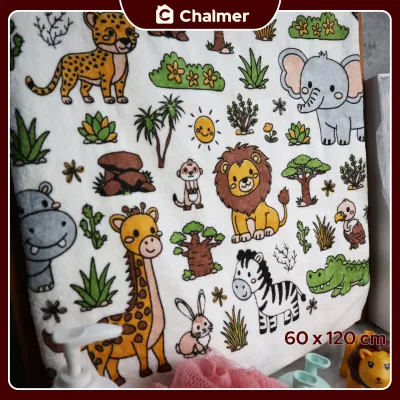 Handuk Bayi Chalmer Ukuran 60 x 120 cm Handuk Bayi Lembut Print Anak Karakter A