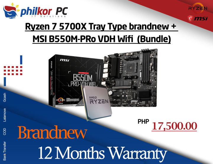CPU AMD Ryzen 7 5700X MSI B550M PRO-VDH WIFI Ryzen 7 5700X + MSI B550M Pro VDH WIFI (bnew bundle) 8-Core Cpu