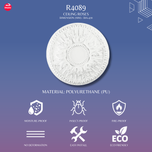 R4089 FLORAL CEILING ROSES STYLE | CEILING LIGHT ACCESSORIES | CEILING ROSE | MATERIAL PU | CEILING DECOR