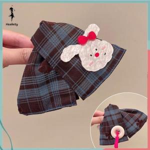 FUJIAS2🦋 Sweet Plaid Cloth Hair Claws Cute Bowknot Rabbit Bear Shark Clip For Girls Korean Style Cartoon Hair Barrettes Hair Accessory