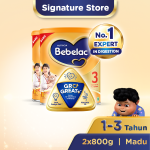 Bebelac 3 Madu GroGreat+ Susu Pertumbuhan Bubuk 800gr x2