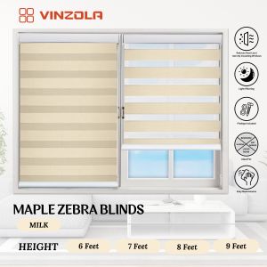 [Vinzola] Maple Woodlook Milk Korea Zebra Blinds Cord Pulley / Langsir Bidai Korea / Height 6ft / 7ft / 8ft / 9ft