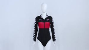 Women Race Car Driver Jumpsuit Bodysuit Cosplay Costume Halloween Long Sleeves Car Game Racer Girl Cheerleader Uniform