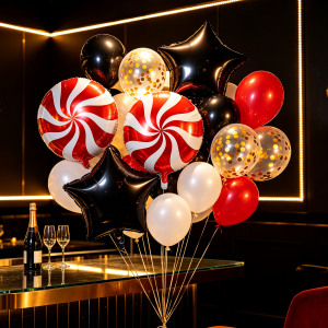 54pcs balloon set Christmas-themed balloons with pinwheels star-shaped balloons suitable for Christmas-themed party decorations birthday parties outdoor party decorations anniversary decorations and party balloon decorations.