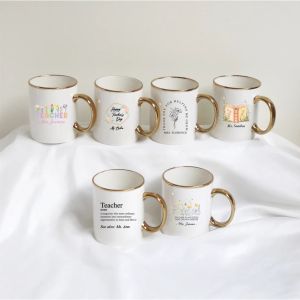[SG] Personalised Customised Porcelain Coffee Mug Gold Rim Cup Birthday Gift Wedding Gift