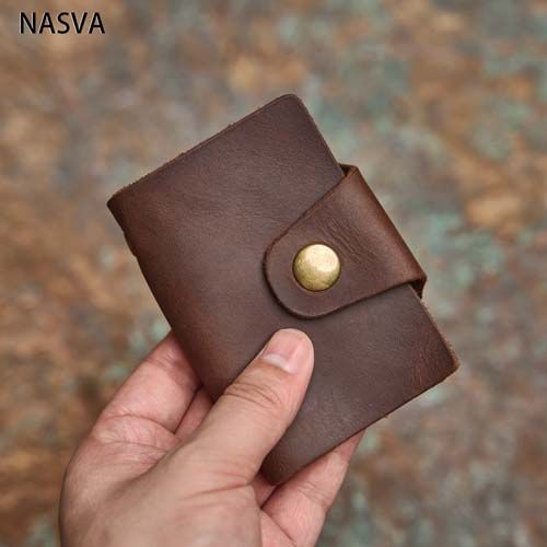 Handmade Vintage Crazy Horse Genuine Leather Wallet For Men original Women  Purse Cowhide Leather Male Money Clips short Bifold Card Wallets Engraving 