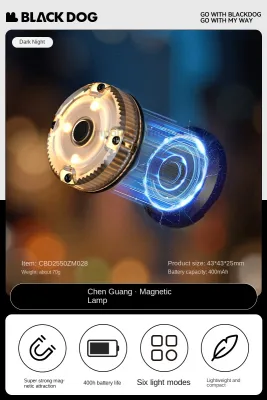 Blackdog DAWN Magnetic Mini Lamp Portable Ultralight LED Lantern Light 6 Lighting Modes Super Strong Magnet Outdoor Camping Hiking Up To 400h Battery Life USB Charging