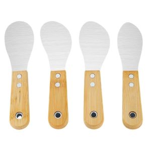 DITIPOO 4Pcs Đậm đặc Dao cạo keo bằng thép không gỉ Độ cứng cao Tay cầm bằng gỗ Dụng cụ trám vữa xi măng Tiết kiệm sức lao động Đa chức năng Dụng cụ cạo keo dán gạch Loại bỏ keo