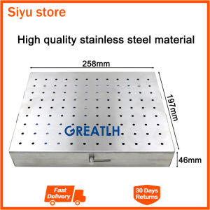 GREATLH Sterilization Box Case Disinfection Tray Case Medical Silicone Pad Sterilization Stainless Steel