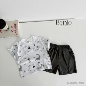 Set bộ thun cotton họa tiết khủng long phong cách hàn quốc cho bé trai 1 đến 7 tuổi BERNIE H1024B39