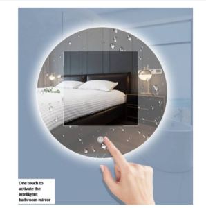 Round LED mirror with touch on off anti fog defog wall hang 80x80cm  bathroom makeup warm neutral 3 led colour cermin bilik mandi hiasan rumah