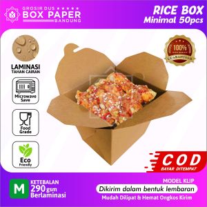 ( 50pcs )Rice Box Paper Size M Dus makanan Take away Grosir