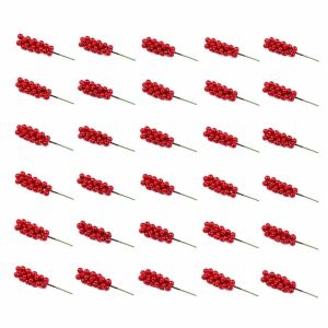 HOTOTO 30PCS Flexible Wire Stem Artificial Berry Picks Simulation Red Color Foam Berry Branch Holiday Foam Bead Christmas Berry Pick Christmas Tree Decor