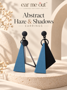 [SG] Abstract Haze & Shadows Earrings | Haze Blue & Black Geometric Drop Earrings | Asymmetrical Triangle Dangle Earrings | Modern Minimalist Casual & Office Jewellery | ear me out (EMO-387)