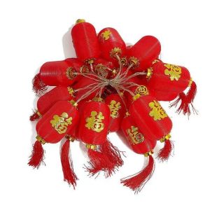 MKEB MALL Decorative Chinese Lantern String Chinese Style Traditional Hanging Festival Red Lanterns Led Small Red Lantern Fu Character Spring Festival LED Lights String New Year