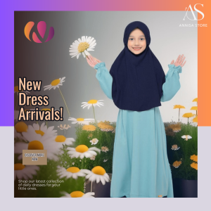 BAJU DRESS ANAK CEWEK BABY GIRLS UMUR 1 TAHUN NIBRAS NSAP 69 BIRU NIAGARA / GAMIS SET HIJAB ANAK DAILY OUTFIT FRESH & CUTE
