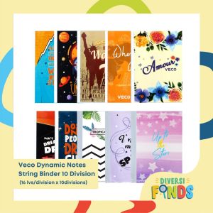 Veco Dynamic Notes String Binder 10 Division (16 lvs/division x 10divisions) - Assorted Designs