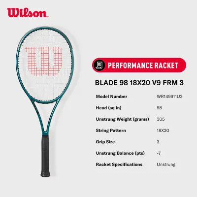 Wilson Blade 98 (18x20) V9 Frm Performance Racket (Unstrung) - WR149911U