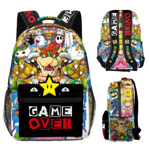In Stock Super Mary Student Schoolbag Cartoon Backpack Mario SuperMario Full Printed Backpack