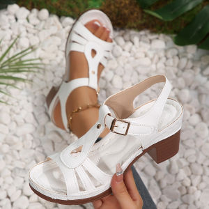 [Free Shipping] Plus-Size WomenS Sandals 2026 Summer New Collection Solid Color Open-Toe Chunky Heel Single-Strap Design High Heels In Stock