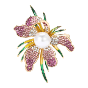 Elegant Orchids Brooch Sophisticated Flower Lapel Pin Women Jewelry Perfect for Business Meetings and Evening Parties