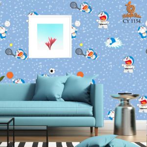 Wallpaper Dinding Kamar Anak Ukuran 45 cm x 10 meter Motif Kartun Karakter Anak Awan Langit Lucu