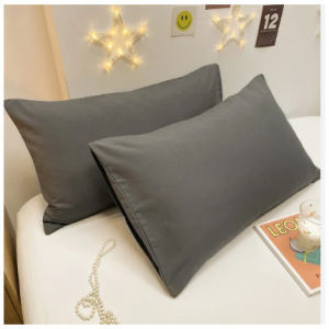 ANYA BEDDINGS | 2 PCS (PAIR) HOTEL QUALITY PLAIN GRAY PILLOWCASE OVERLAP / WITH ZIPPER CANADIAN COTTON FABRIC | AB | AB