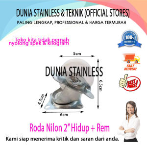 Roda Nilon Hidup Plus Rem 2in untuk etalase raklemari