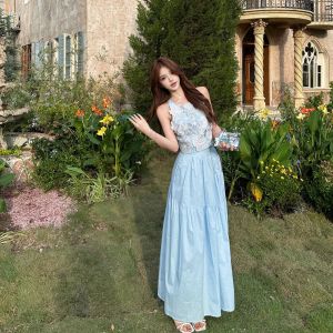 Women Embroidery Tank Top & A‑Line Maxi Skirt 2026 Summer New 2 Piece Outfit Sleeveless Casual Vacation Suit