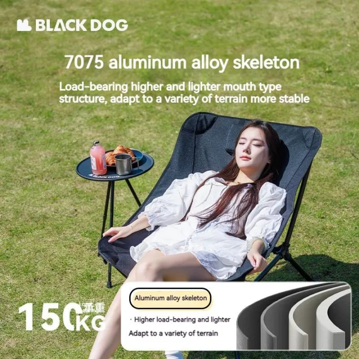 BLACKDOG%20DREAM%20MOON%20Black%20Lounger%20Portable%20Chair%20Outdoor%20Camping%20Ultralight%20Heavy%20Duty%20Reclining%20Relax%20Lounging%20Foldable%20Folding%20Chair%20900D%20Oxford%207075%20Aluminum%20up%20to%20150kg%20Max%20Load%20Black%20Dog%20-%20Image%202