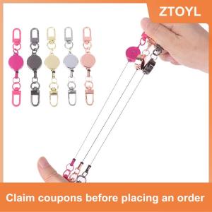 【ZTOYL】 21Mm Chống Trộm Kim Loại Dễ Dàng Để Kéo Khóa Dây Có Thể Thu Vào Móc Chìa Khóa Đàn Hồi Keychain Thể Thao Có Thể Thu Vào Vòng Chìa Khóa Y Tá Các Bộ Phận