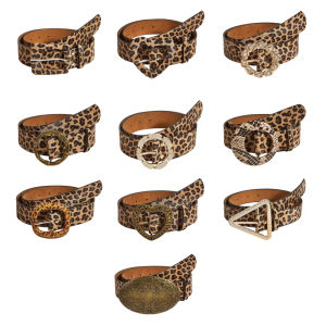 Vintage Leopard Pattern Waist Belt Adjustable Waistband PU Leather Easy to Adjust Sash for Unique Fashion Statement