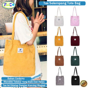 Tas Wanita Selempang Korea Style Corduroy Tas Bahu Wanita Tote Bag Bahan Kanvas Premium
