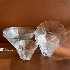 Combo 06 Thố Thuỷ Tinh Vân Nổi Hàng Cao Cấp Xuất Khẩu