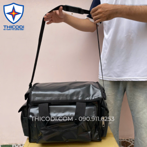 Túi đơn ngang đựng đồ nghề dụng cụ vải bạt dày chống nước 40x20x30cm đen can 20 lít dành cho điện lực viễn thông
