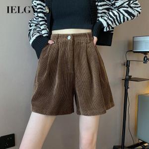 IELGY corduroy shorts womens outer wear high waist A-line