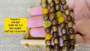 Vòng Trầm 108 hạt 8li phối Charm THỌ +Đá màu- đeo tay đeo cổ- tài Lộc may mắn sức khỏe- Tanustore