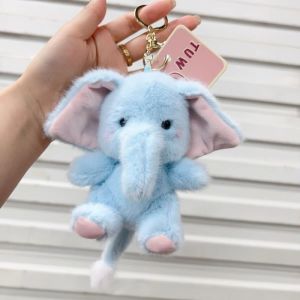 Elephant Plush Keyring Doll Cute Soft Stuffed Animal Toy Pendant for Kids Birthday Bag Backpack Hadiah