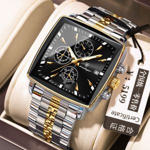 Swiss brand POEDAGAR luxury watch for men waterproof multifunctional chronograph business calendar luminous square watch