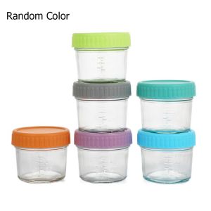 STMEN 6pcs with Scale Baby Food Jar Glass Reusable Salad Dressing Container Food Packaging Bottle with Lid Dipping Sauce Cup Cosmetic