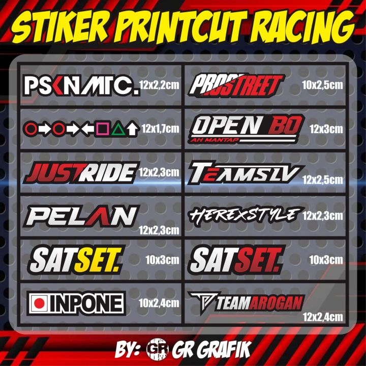 Stiker vinyl Printcut Racing viral murah satuan Tanpa Minimal | Lazada ...
