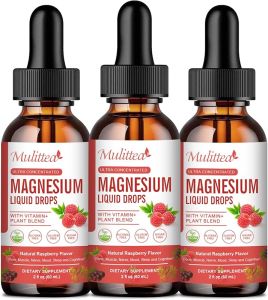 Magnesium Glycinate Liquid Drop - Triple Absorption Supplement to Support Nerves Sleep Calm Heart Muscles * -Sugar-Free with Potassium L-Theanine Sea Moss，Vitamin BCD3 K2-1Pack