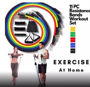 11 pc Resistance Band Set for home gym / travel fitness workout / Elastic / Exercise / yoga