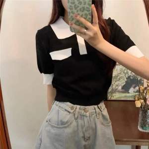 JayJayfashion 51030 เสื้อยืดแขนสั้นไหมพรคอปกน่ารักๆ เสื้อยืดคอปท็อปเกาหลีสีพาสเทล